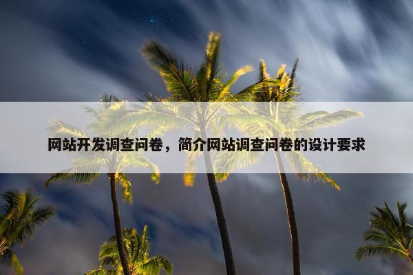 网站开发调查问卷，简介网站调查问卷的设计要求