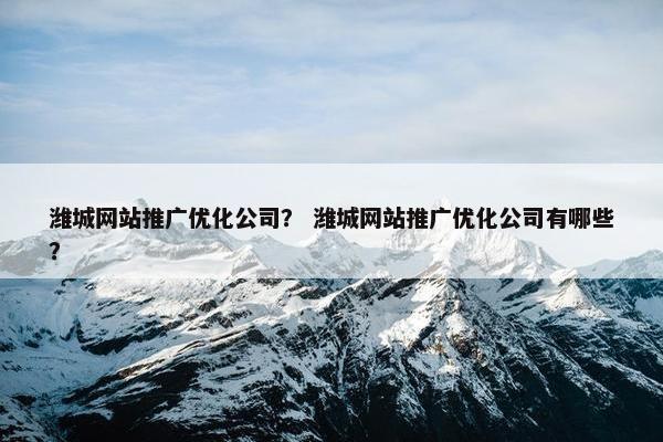 潍城网站推广优化公司？ 潍城网站推广优化公司有哪些？