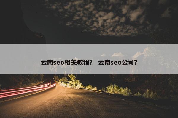 云南seo相关教程？ 云南seo公司？
