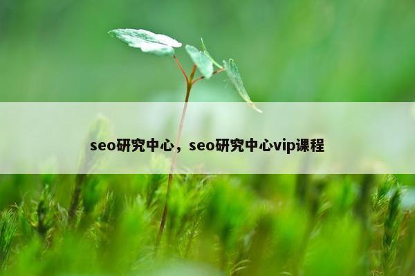 seo研究中心，seo研究中心vip课程