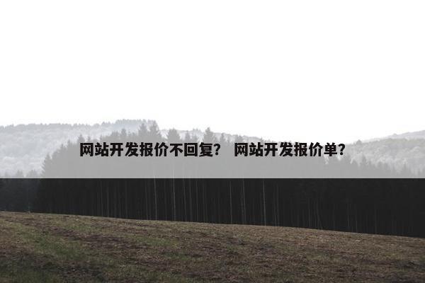 网站开发报价不回复？ 网站开发报价单？