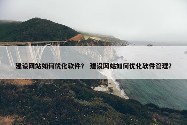 建设网站如何优化软件？ 建设网站如何优化软件管理？