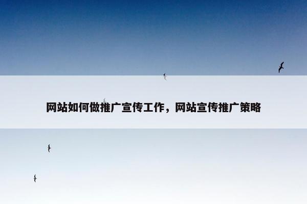 网站如何做推广宣传工作，网站宣传推广策略