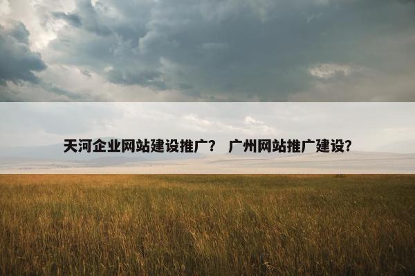 天河企业网站建设推广？ 广州网站推广建设？