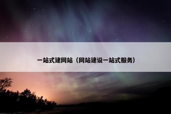 一站式建网站（网站建设一站式服务）