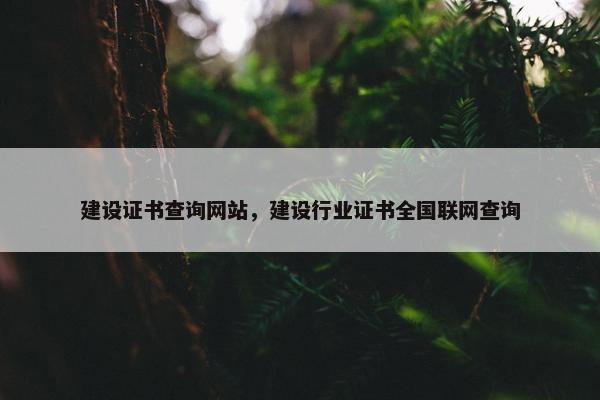 建设证书查询网站，建设行业证书全国联网查询