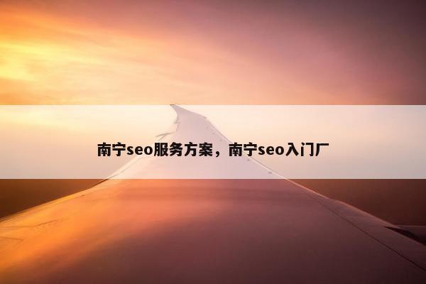 南宁seo服务方案，南宁seo入门厂