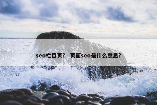 seo栏目页？ 页面seo是什么意思？