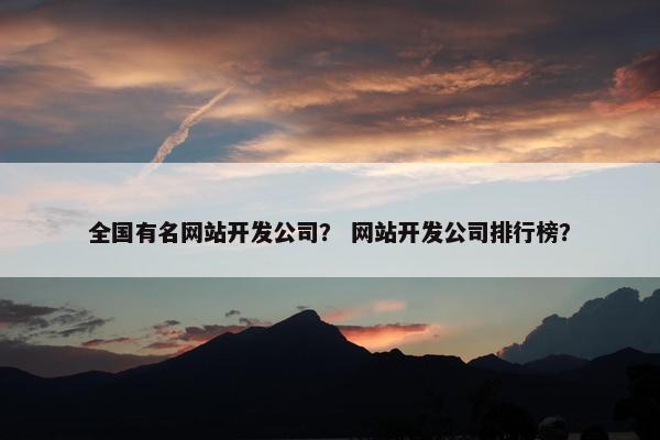 全国有名网站开发公司？ 网站开发公司排行榜？