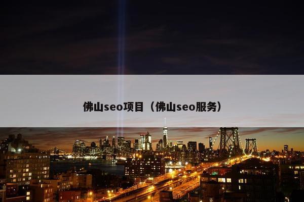 佛山seo项目（佛山seo服务）