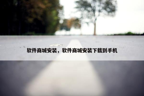 软件商城安装，软件商城安装下载到手机