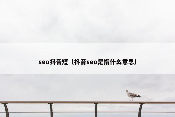 seo抖音短（抖音seo是指什么意思）