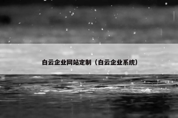 白云企业网站定制（白云企业系统）