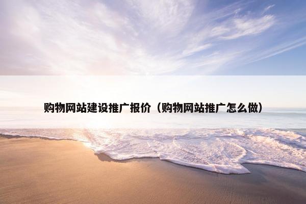 购物网站建设推广报价（购物网站推广怎么做）