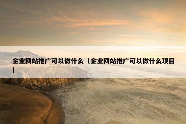 企业网站推广可以做什么（企业网站推广可以做什么项目）