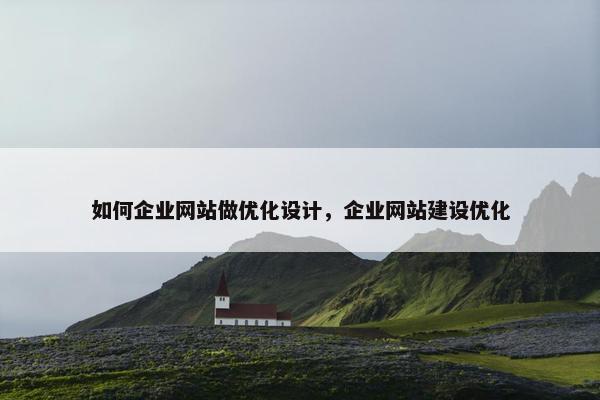 如何企业网站做优化设计，企业网站建设优化