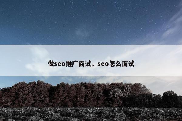 做seo推广面试，seo怎么面试