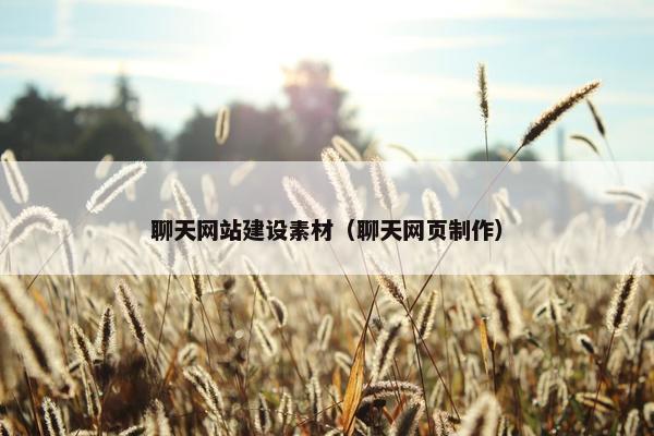 聊天网站建设素材（聊天网页制作）