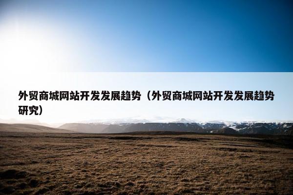 外贸商城网站开发发展趋势（外贸商城网站开发发展趋势研究）