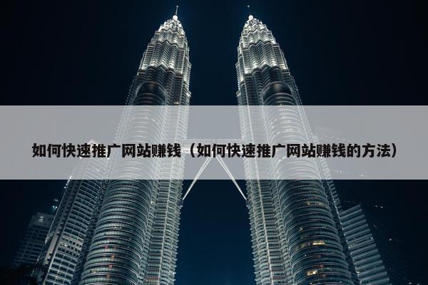 如何快速推广网站赚钱（如何快速推广网站赚钱的方法）