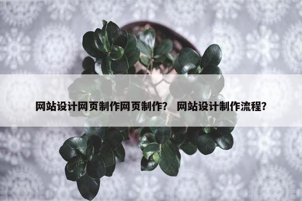 网站设计网页制作网页制作？ 网站设计制作流程？