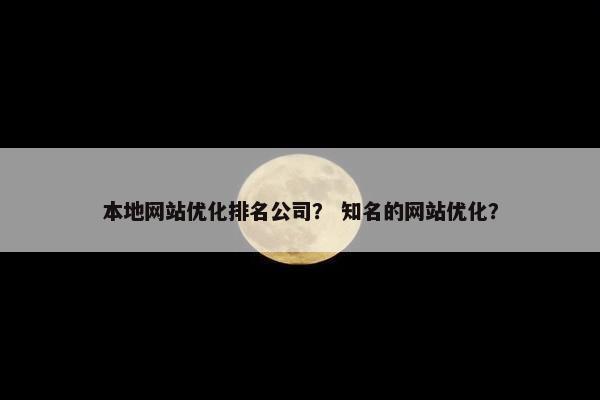 本地网站优化排名公司？ 知名的网站优化？