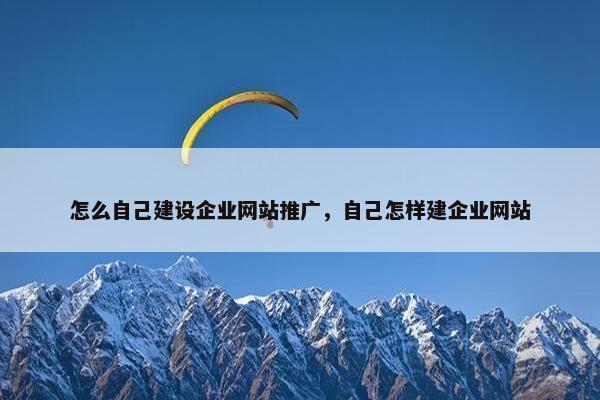 怎么自己建设企业网站推广，自己怎样建企业网站