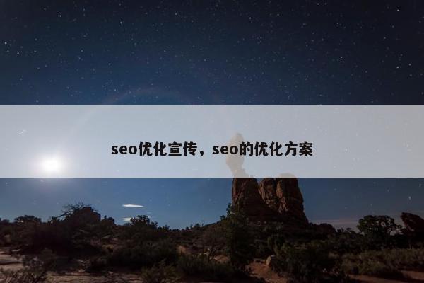 seo优化宣传，seo的优化方案
