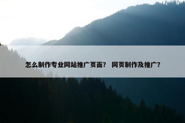 怎么制作专业网站推广页面？ 网页制作及推广？
