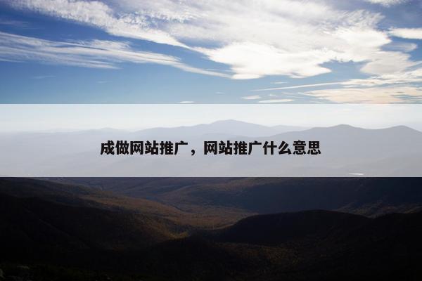 成做网站推广，网站推广什么意思