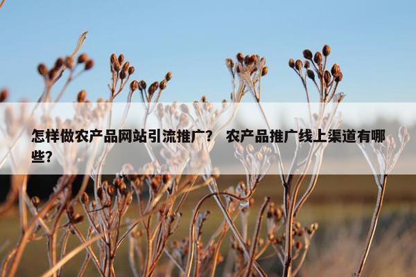 怎样做农产品网站引流推广？ 农产品推广线上渠道有哪些？