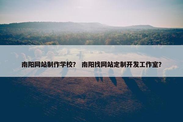 南阳网站制作学校？ 南阳找网站定制开发工作室？