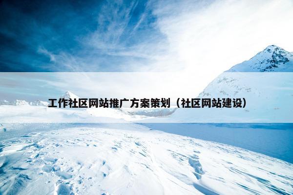 工作社区网站推广方案策划（社区网站建设）