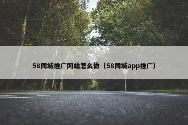 58同城推广网站怎么做（58同城app推广）