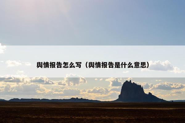 舆情报告怎么写（舆情报告是什么意思）