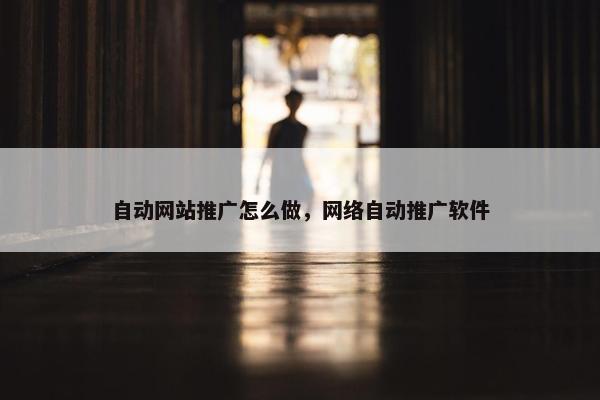 自动网站推广怎么做，网络自动推广软件