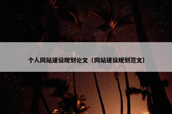 个人网站建设规划论文（网站建设规划范文）