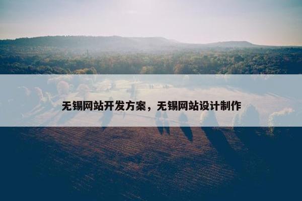 无锡网站开发方案，无锡网站设计制作