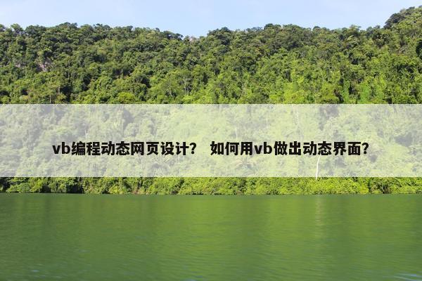 vb编程动态网页设计？ 如何用vb做出动态界面？
