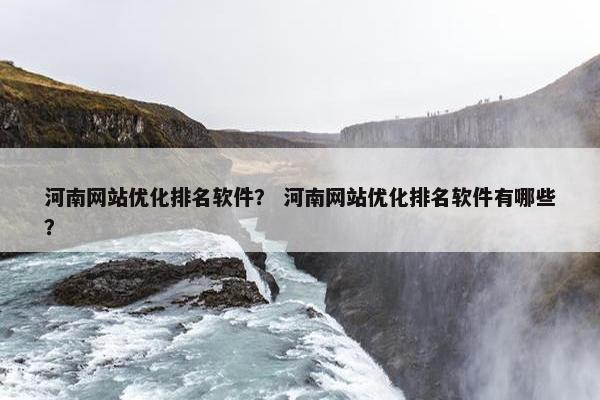 河南网站优化排名软件？ 河南网站优化排名软件有哪些？
