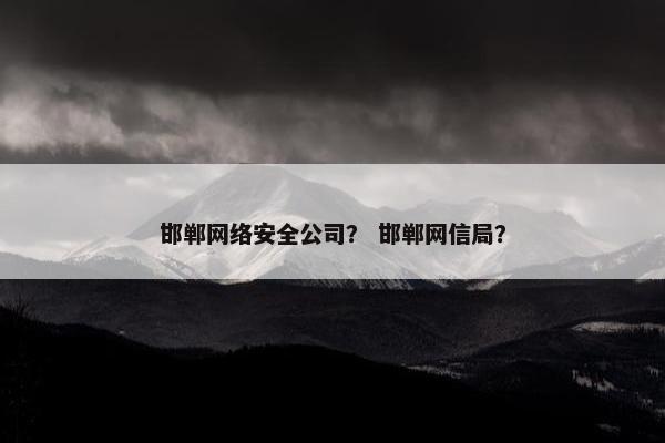 邯郸网络安全公司？ 邯郸网信局？