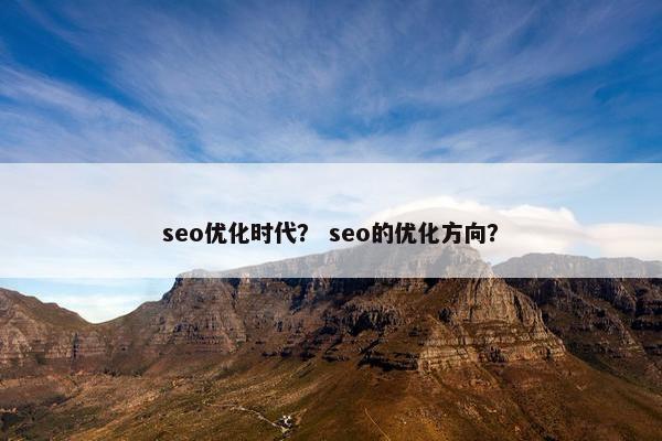 seo优化时代？ seo的优化方向？