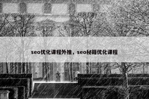 seo优化课程外推，seo秘籍优化课程