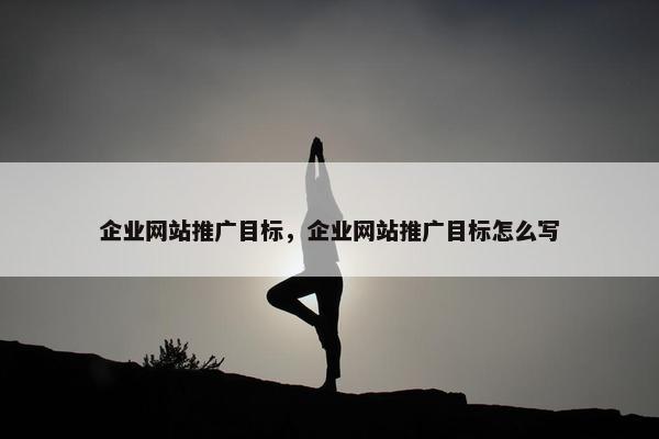 企业网站推广目标，企业网站推广目标怎么写