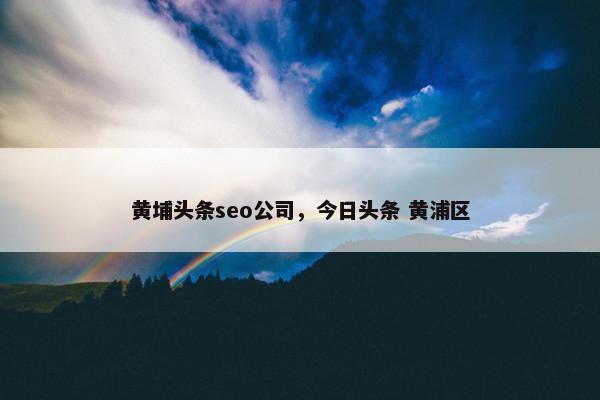 黄埔头条seo公司，今日头条 黄浦区