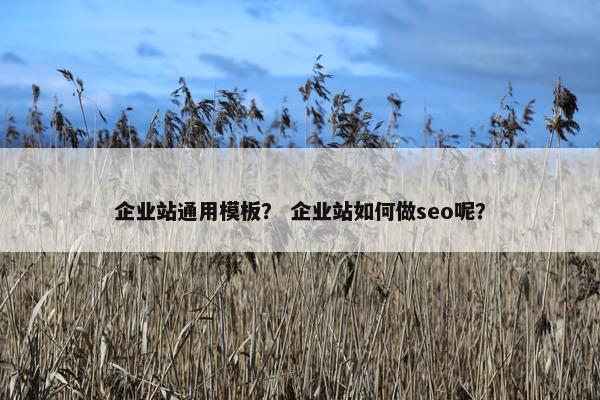企业站通用模板？ 企业站如何做seo呢？
