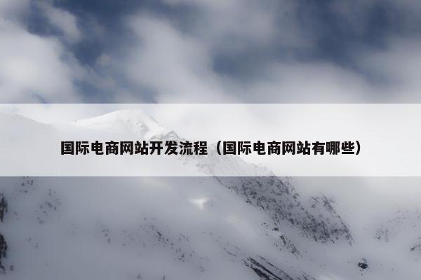 国际电商网站开发流程（国际电商网站有哪些）
