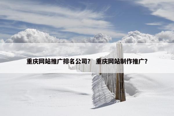 重庆网站推广排名公司？ 重庆网站制作推广？