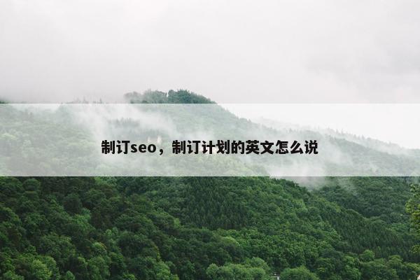 制订seo，制订计划的英文怎么说