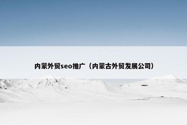 内蒙外贸seo推广（内蒙古外贸发展公司）